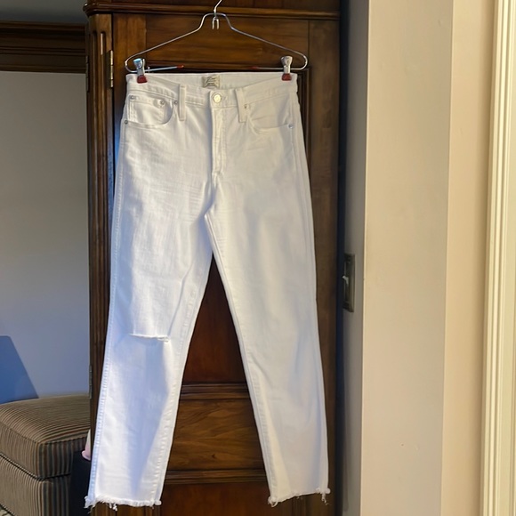 J. Crew Denim - J. Crew White Denim Vintage Straight Frayed Hem Jeans, sz 27